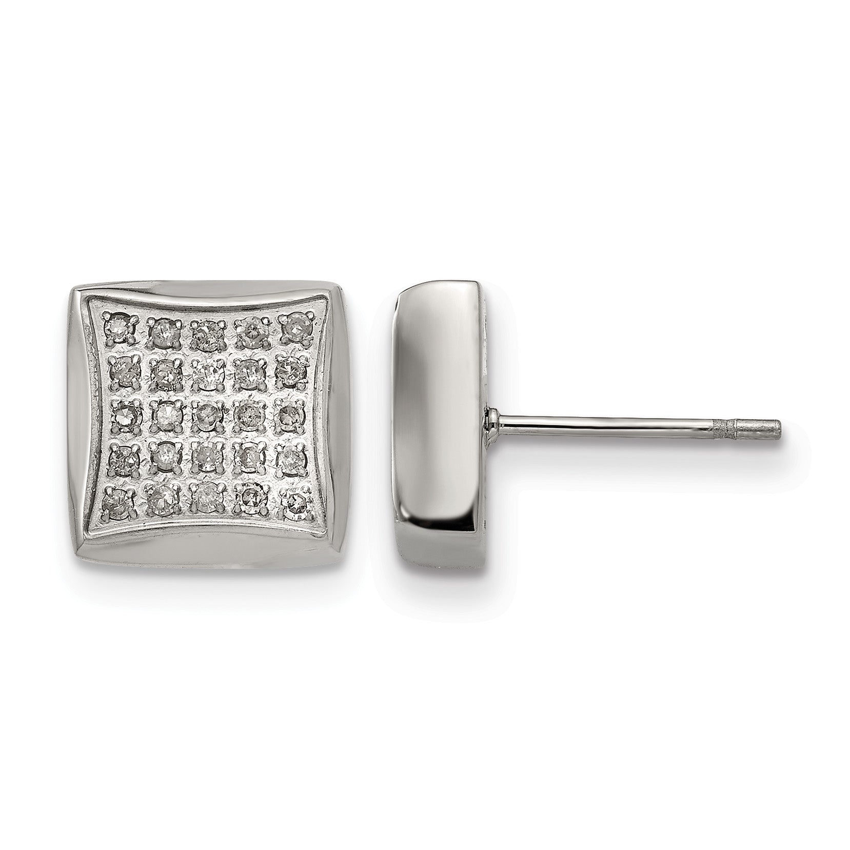 Stainless Steel Polished Square Cluster Button Earrings Main image