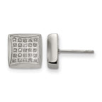 Stainless Steel Polished Square Cluster Button Earrings