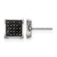 Stainless Steel Polished Square Black Diamond Cluster Button Earrings
