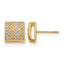 Stainless Steel Gold-Tone Polished Square Diamond Cluster Button Earrings