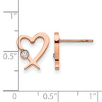 Stainless Steel Rose Gold-Tone Polished Heart Button Earrings for Women
