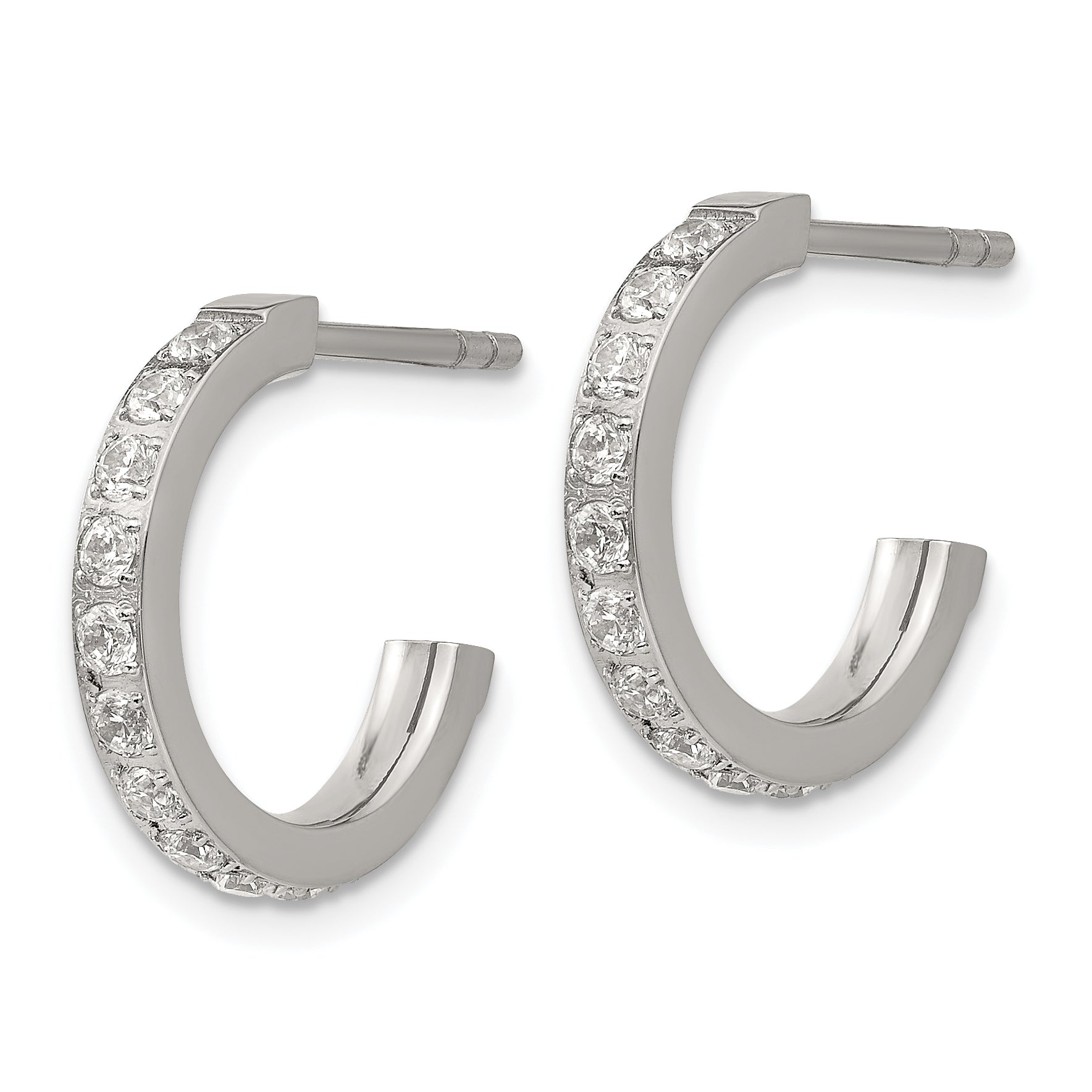 Chisel Stainless Steel Polished with CZ Post Hoop Earrings