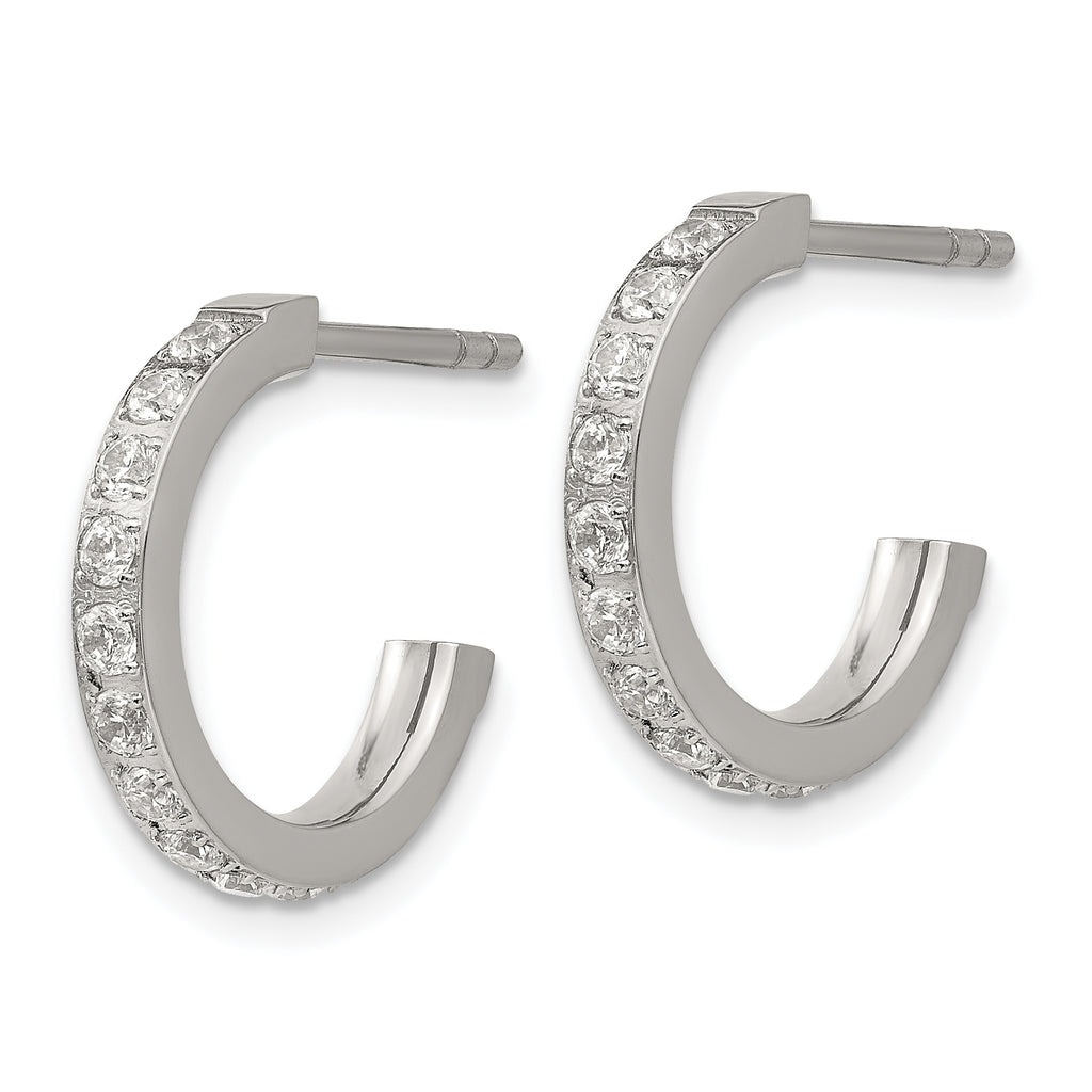 Chisel Stainless Steel Polished with CZ Post Hoop Earrings