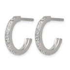Stainless Steel Polished Cubic Zirconia C-Hoop Earrings