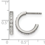 Stainless Steel Polished Cubic Zirconia C-Hoop Earrings