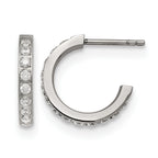 Stainless Steel Polished Cubic Zirconia C-Hoop Earrings