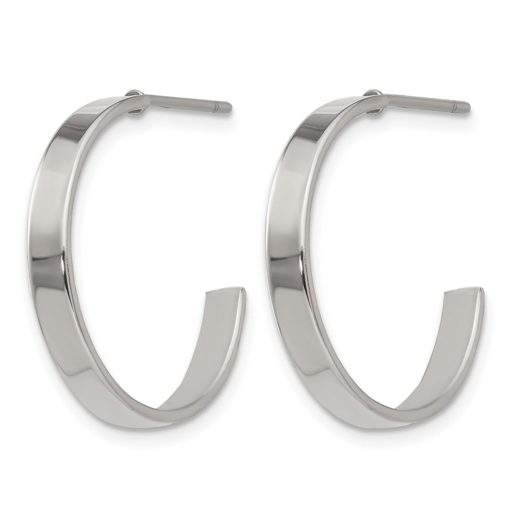 Stainless Steel Polished C-Hoop Earrings for Women