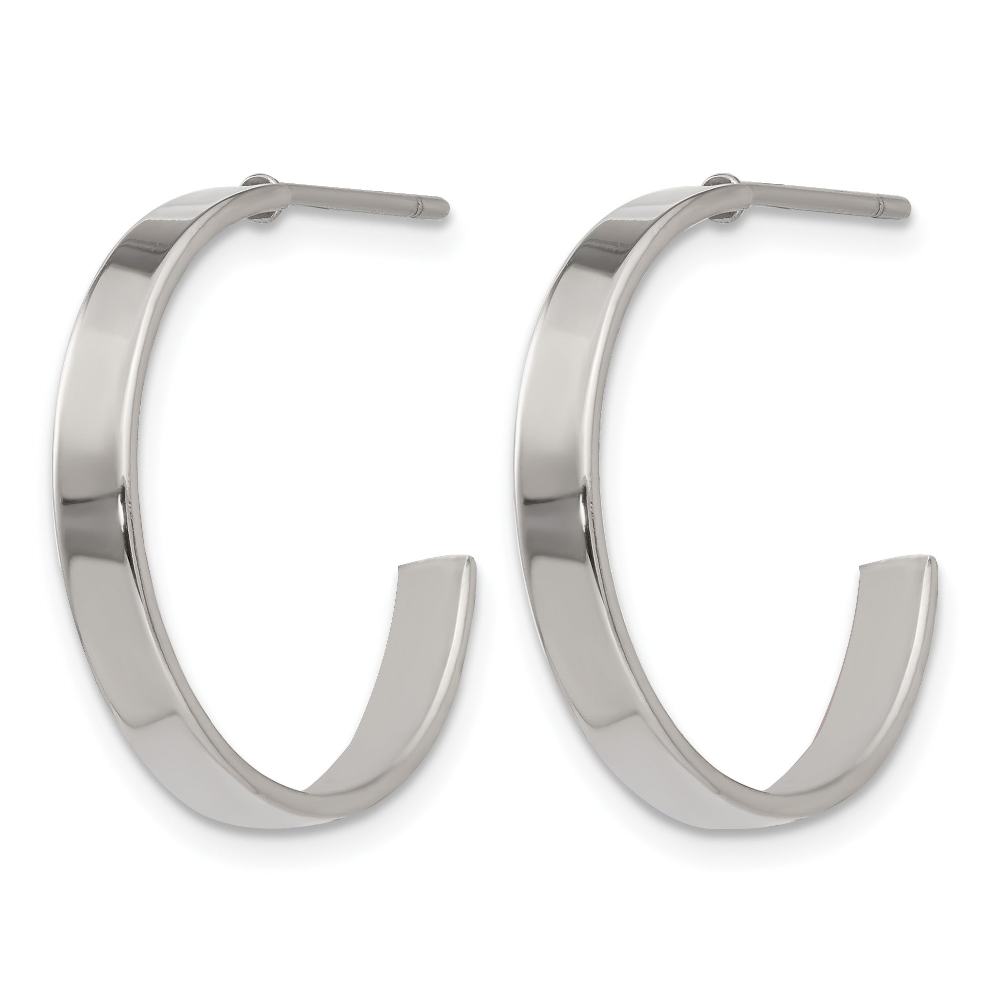 Stainless Steel Polished C-Hoop Earrings for Women