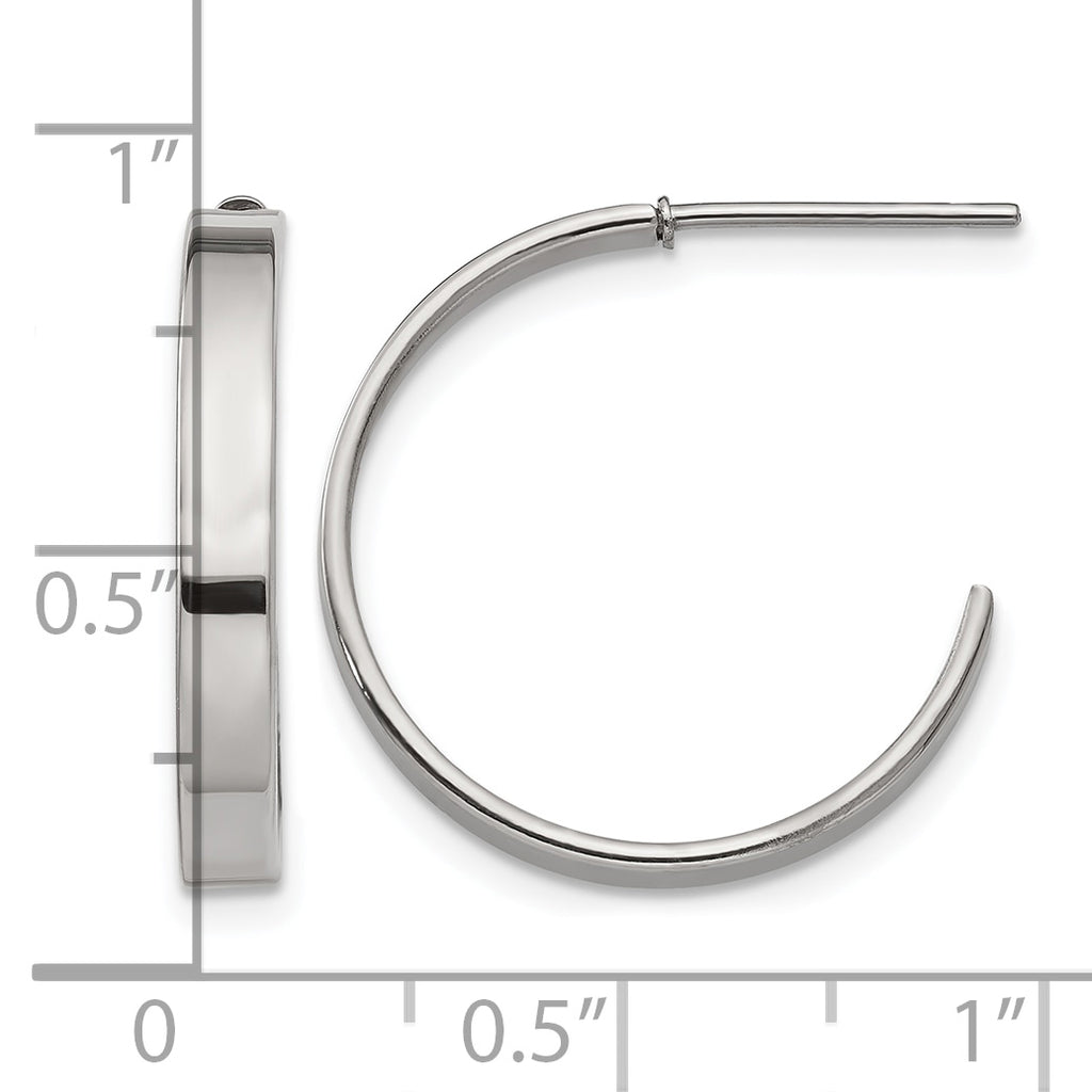 Stainless Steel Polished C-Hoop Earrings for Women