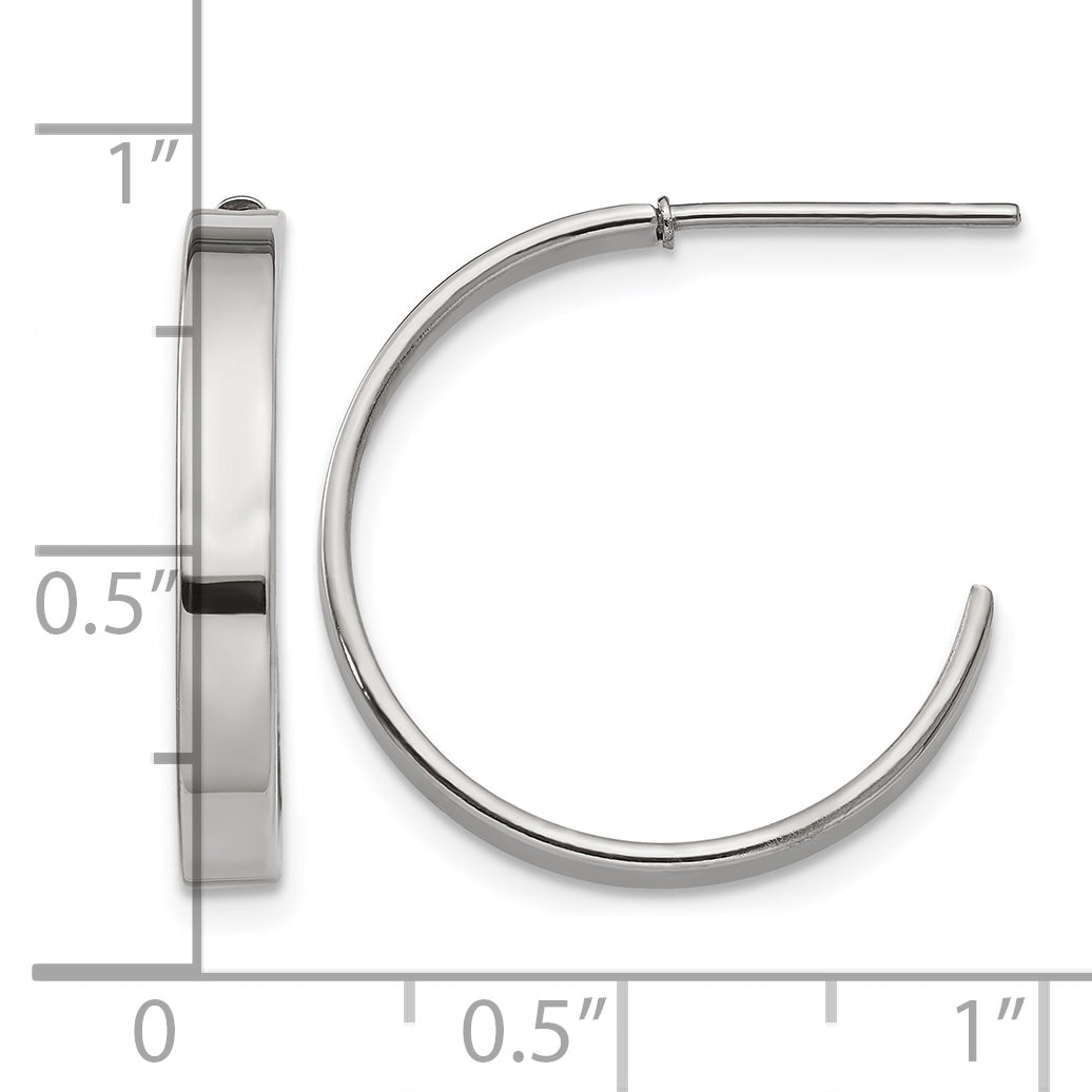 Stainless Steel Polished C-Hoop Earrings for Women