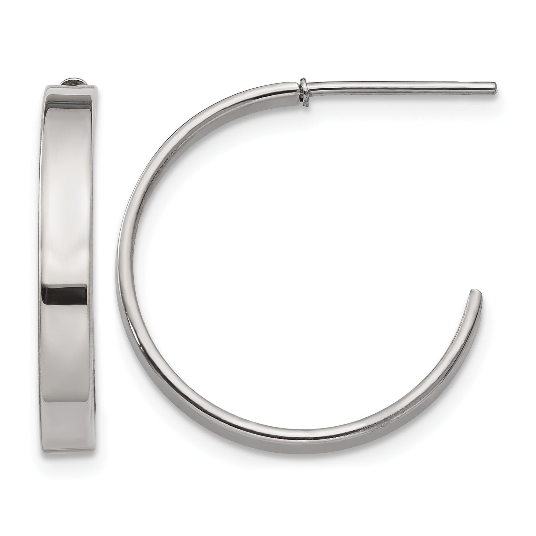 Stainless Steel Polished C-Hoop Earrings for Women