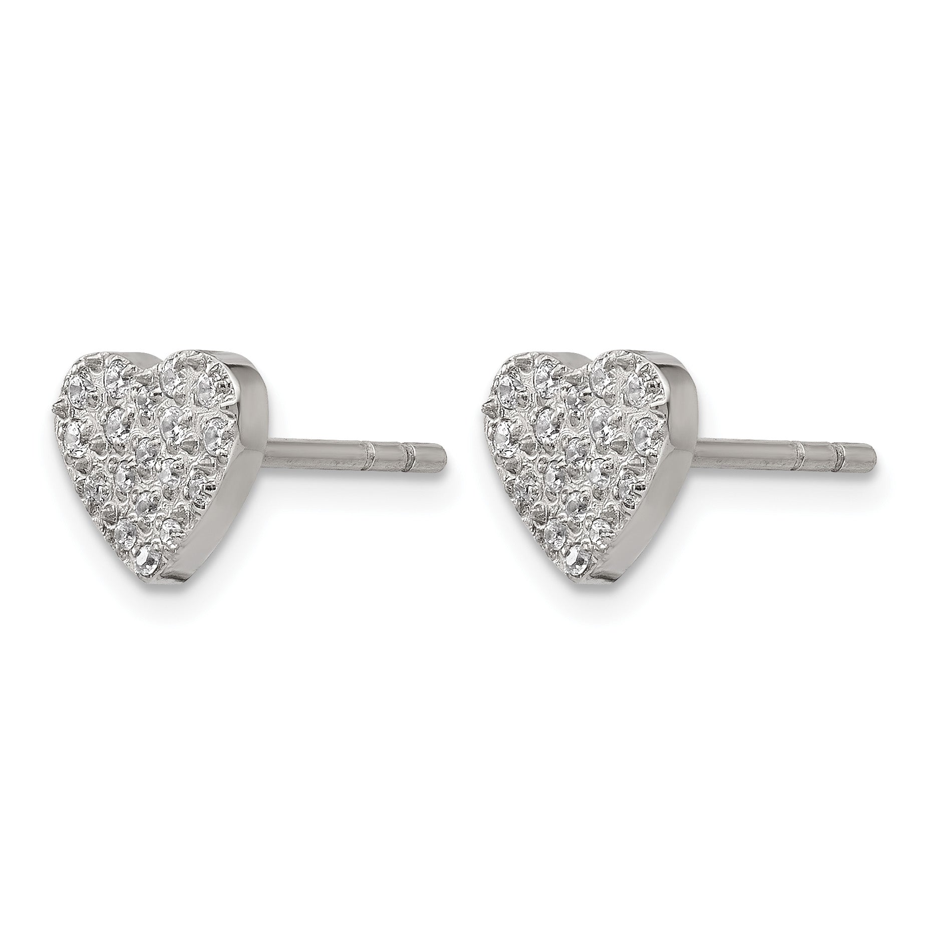 Stainless Steel Polished Heart Cluster Button Earrings Secondary image