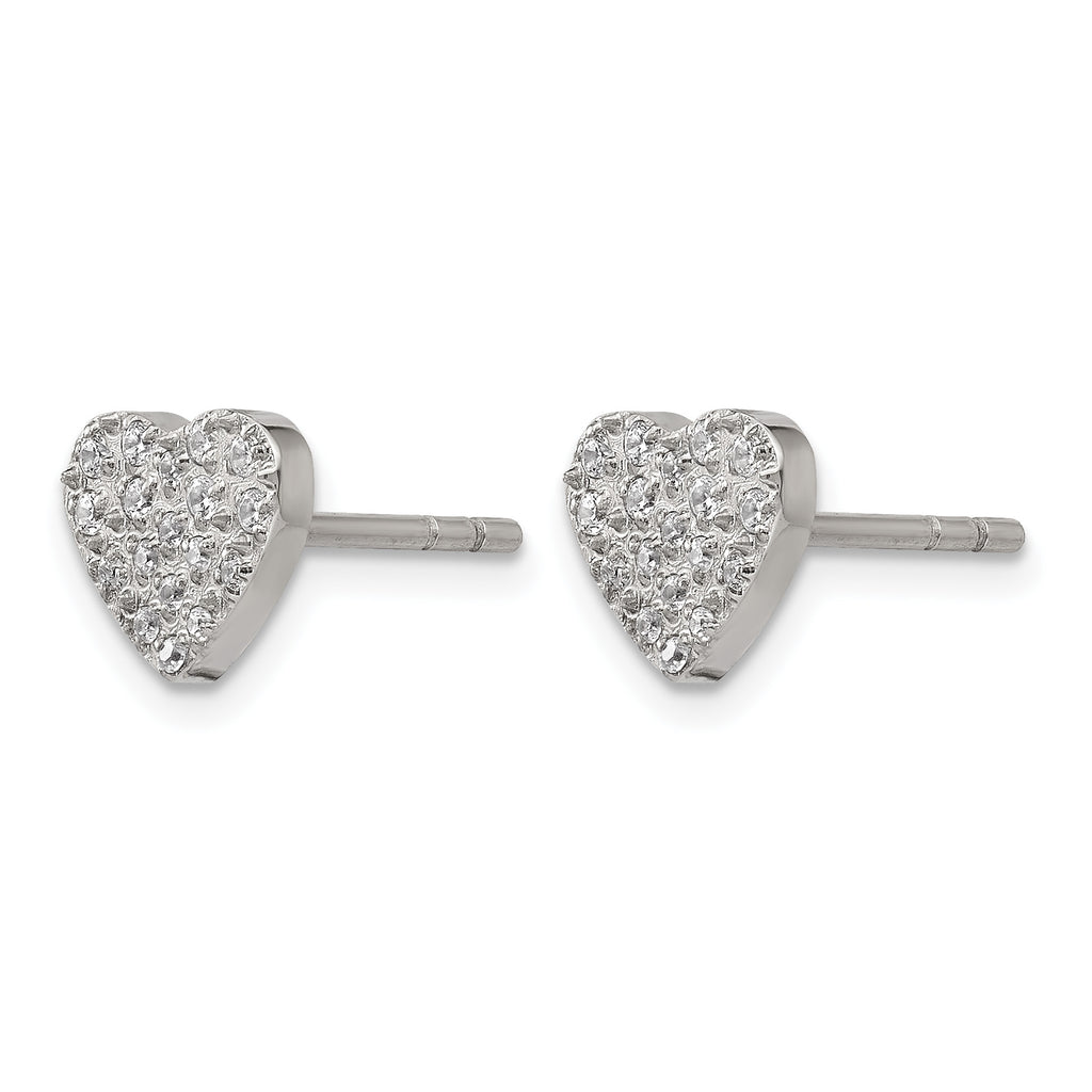Stainless Steel Polished Heart Cluster Button Earrings