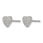 Stainless Steel Polished Heart Cluster Button Earrings