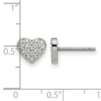 Stainless Steel Polished Heart Cluster Button Earrings