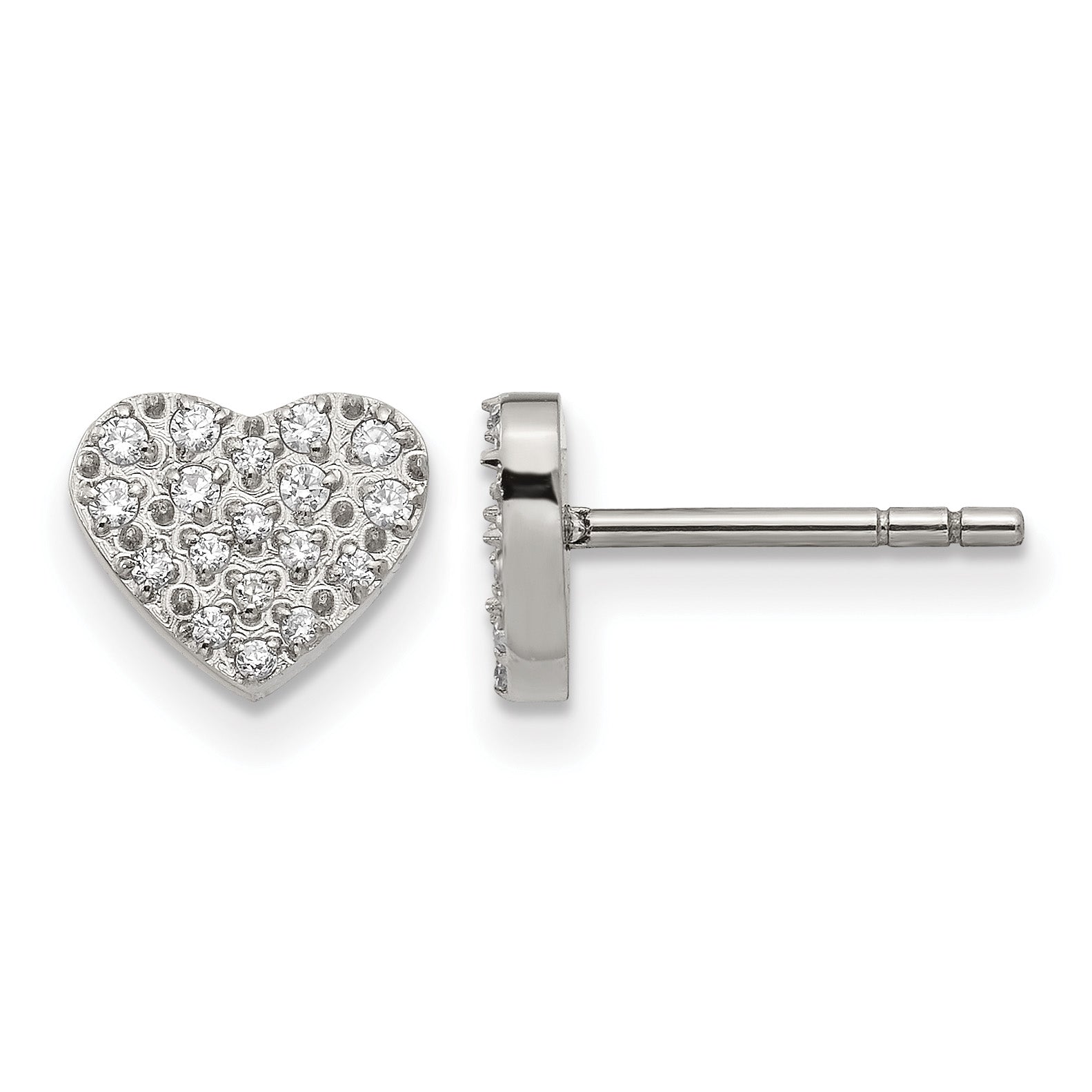 Stainless Steel Polished Heart Cluster Button Earrings Main image