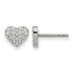 Stainless Steel Polished Heart Cluster Button Earrings