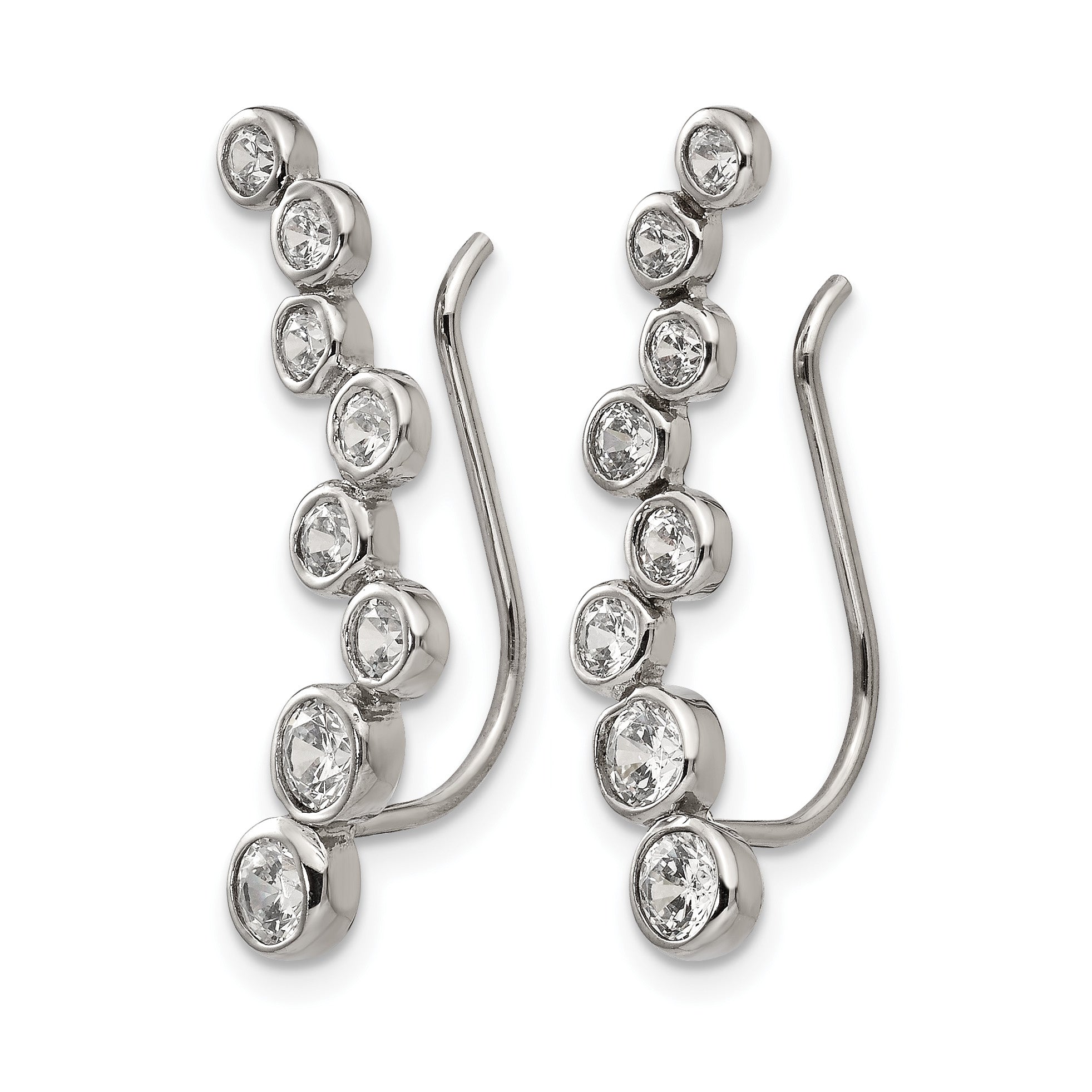 Stainless Steel Polished Cubic Zirconia Threader Earrings for Women Secondary image