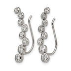 Stainless Steel Polished Cubic Zirconia Threader Earrings for Women