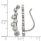 Stainless Steel Polished Cubic Zirconia Threader Earrings for Women
