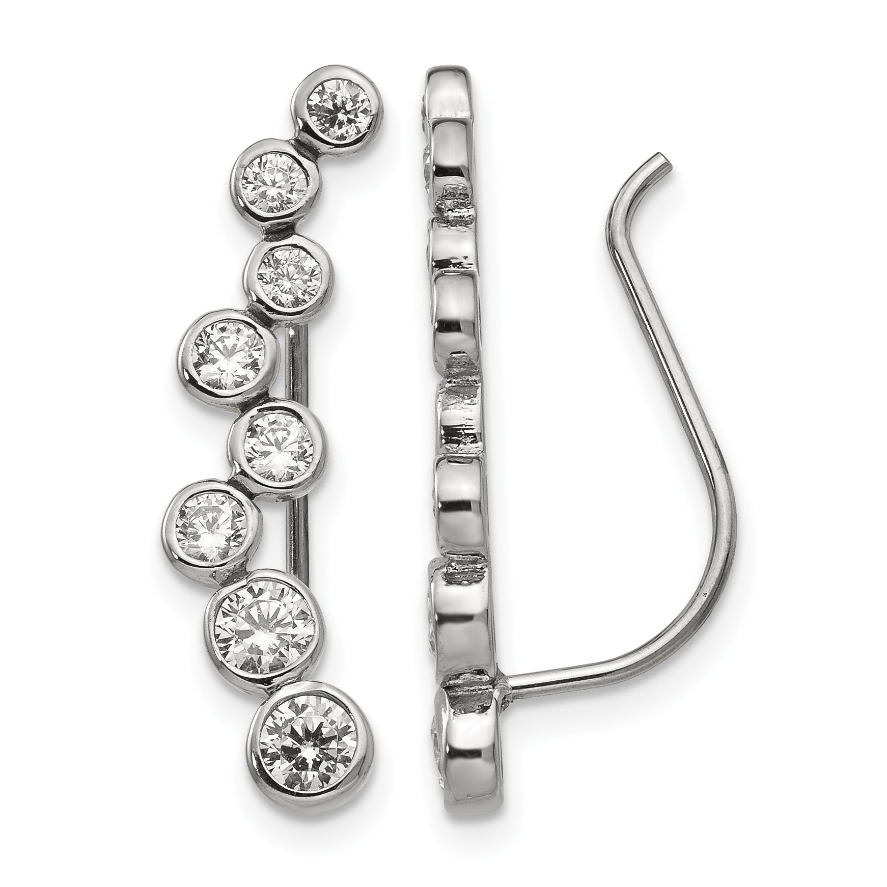 Stainless Steel Polished Cubic Zirconia Threader Earrings for Women Main image