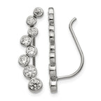 Stainless Steel Polished Cubic Zirconia Threader Earrings for Women