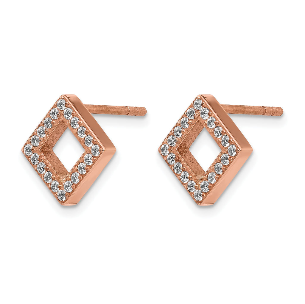 Stainless Steel Rose Gold-Tone Polished Button Earrings