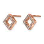 Stainless Steel Rose Gold-Tone Polished Button Earrings