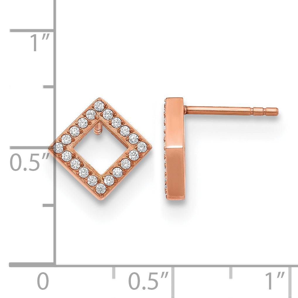 Stainless Steel Rose Gold-Tone Polished Button Earrings