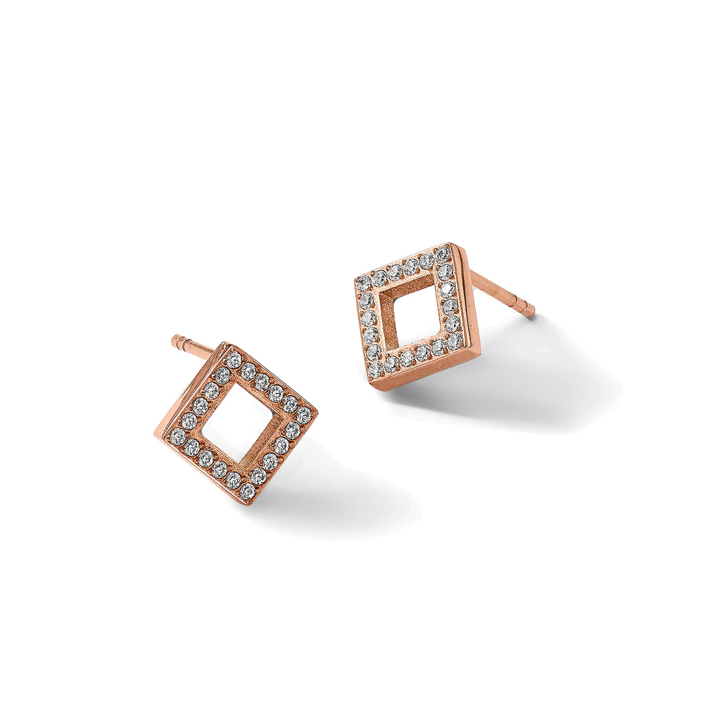 Stainless Steel Rose Gold-Tone Polished Button Earrings