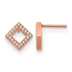Stainless Steel Rose Gold-Tone Polished Button Earrings
