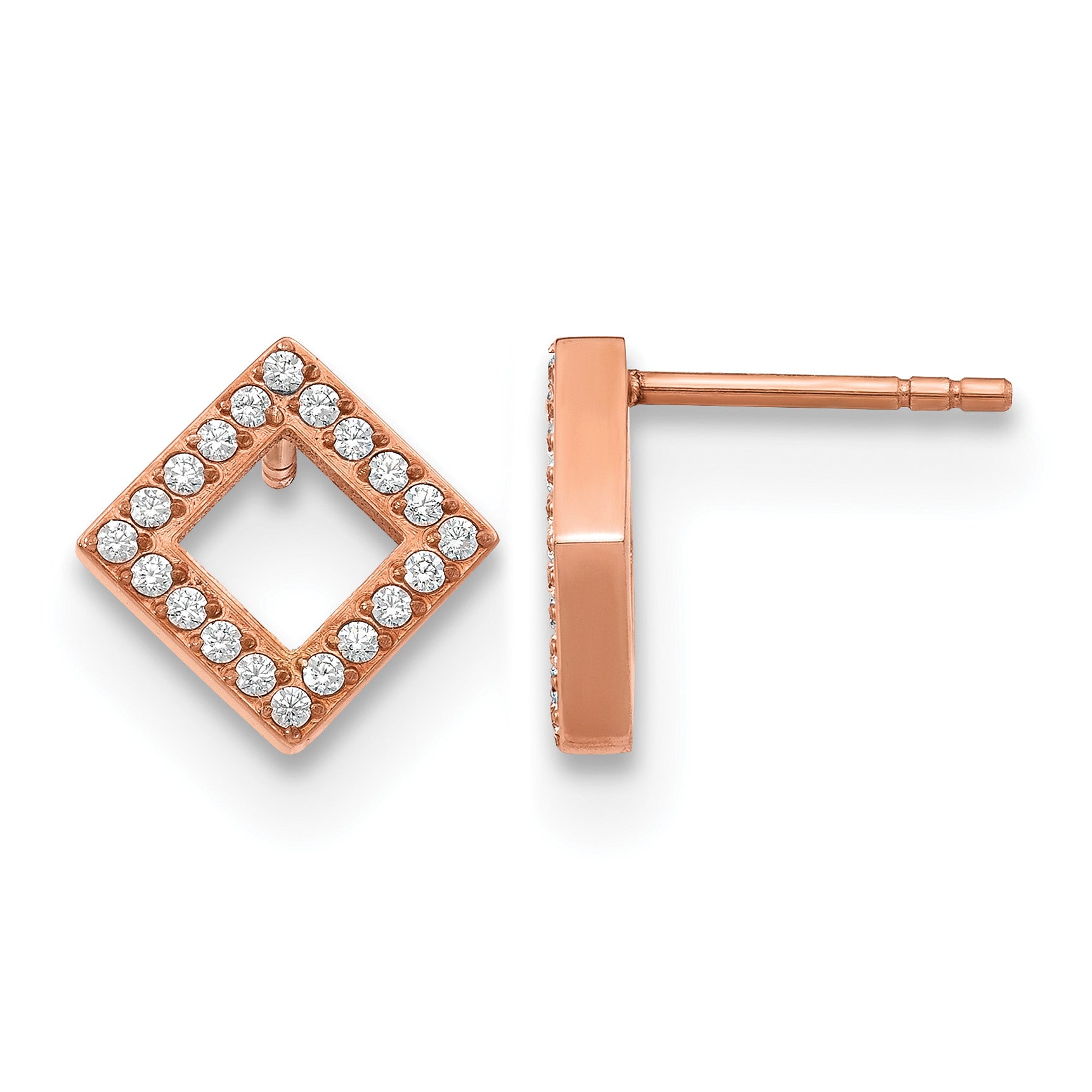 Stainless Steel Rose Gold-Tone Polished Button Earrings