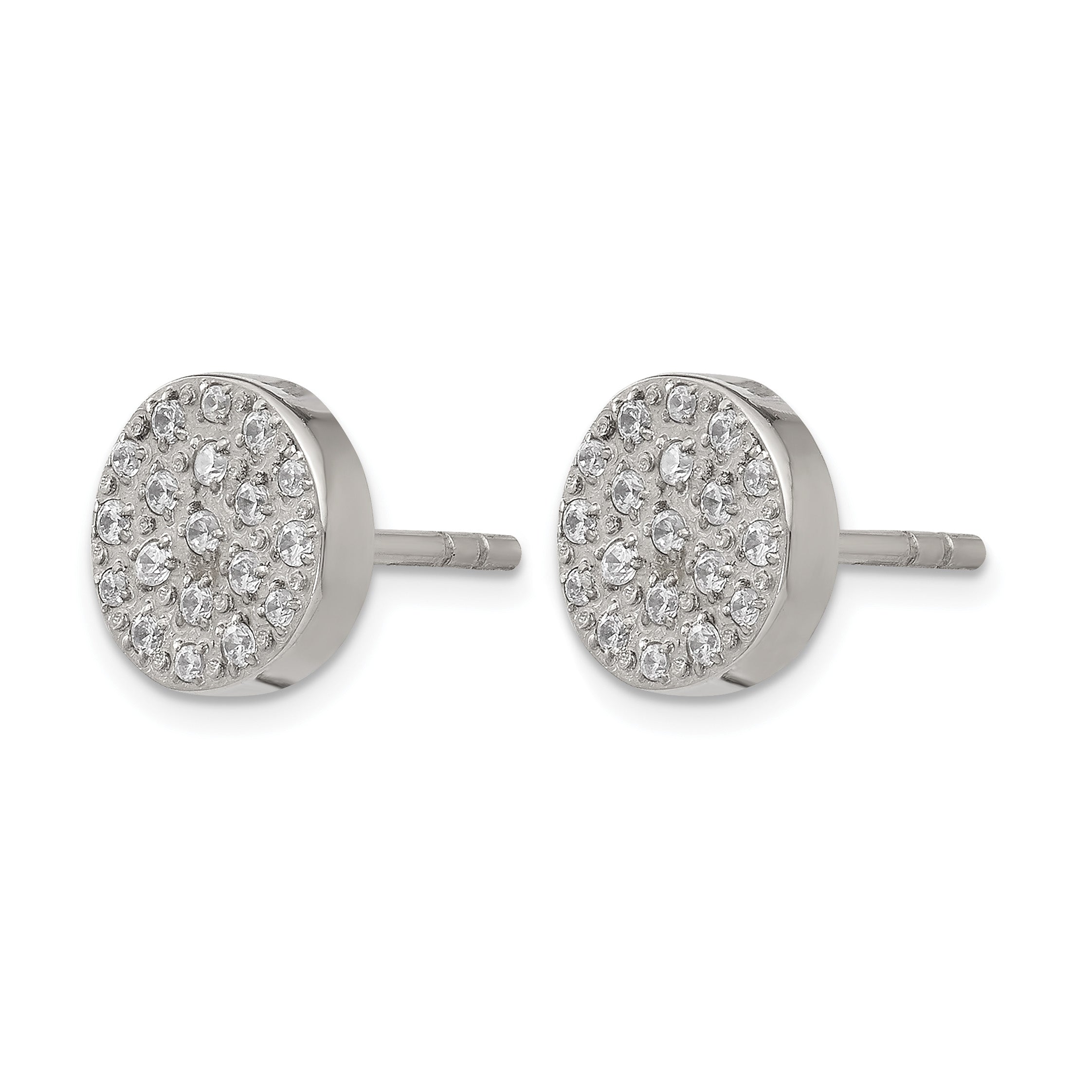Stainless Steel Polished Cluster Button Earrings Secondary image