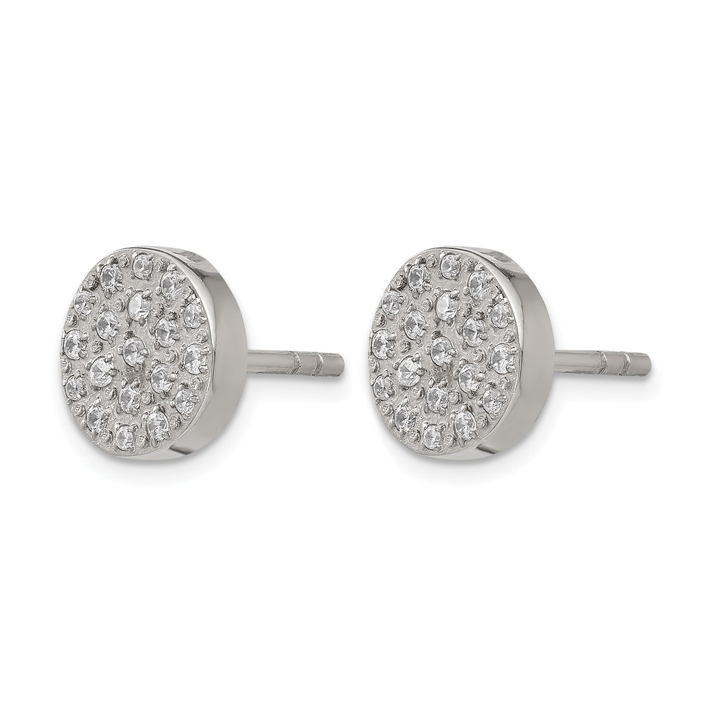 Stainless Steel Polished Cluster Button Earrings
