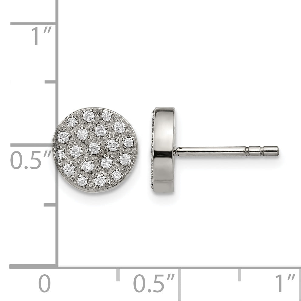 Stainless Steel Polished Cluster Button Earrings
