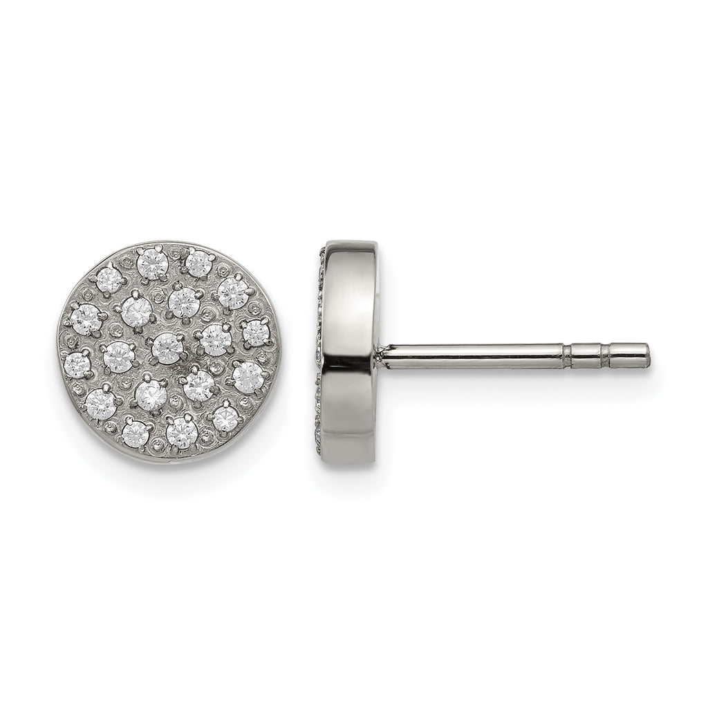 Stainless Steel Polished Cluster Button Earrings