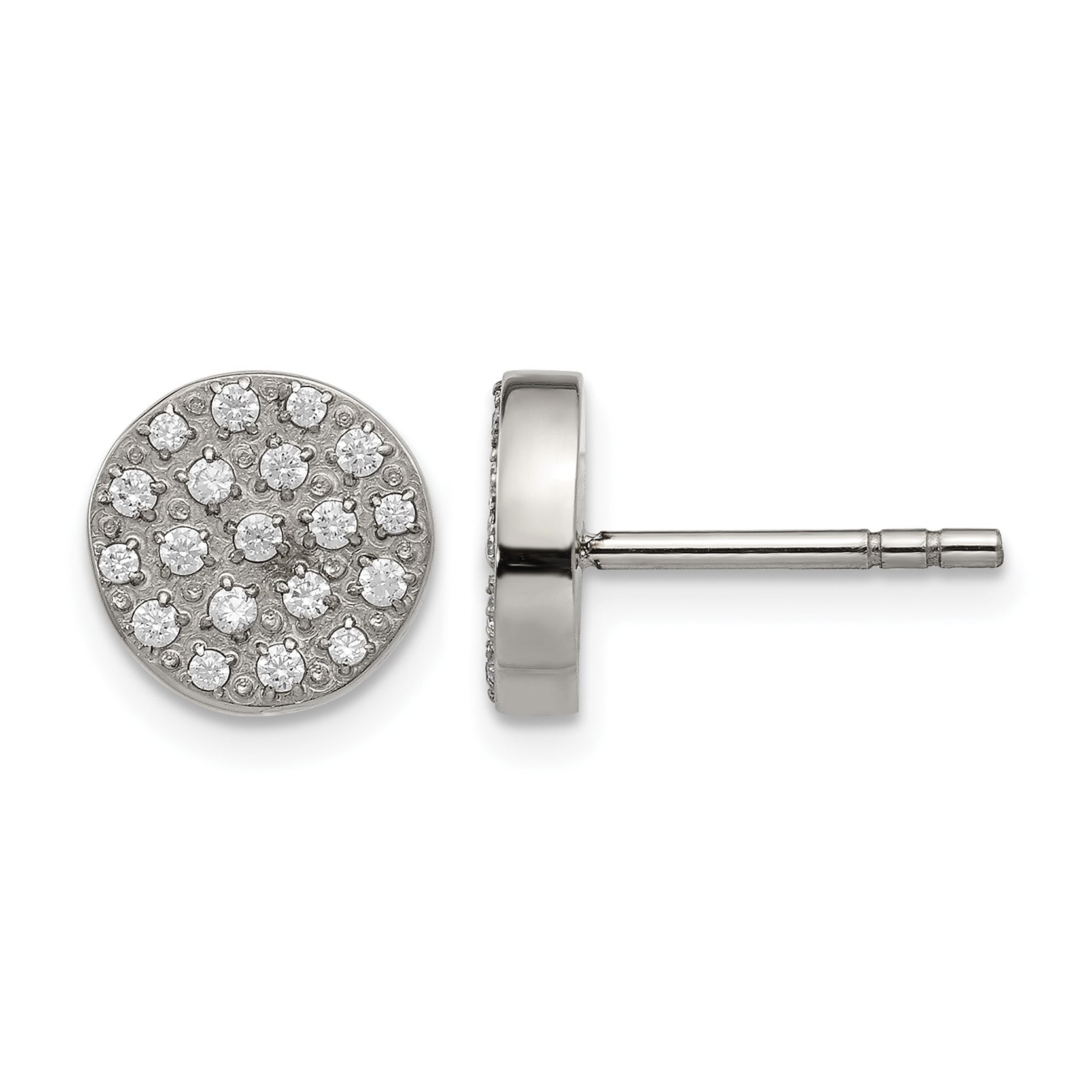 Stainless Steel Polished Cluster Button Earrings