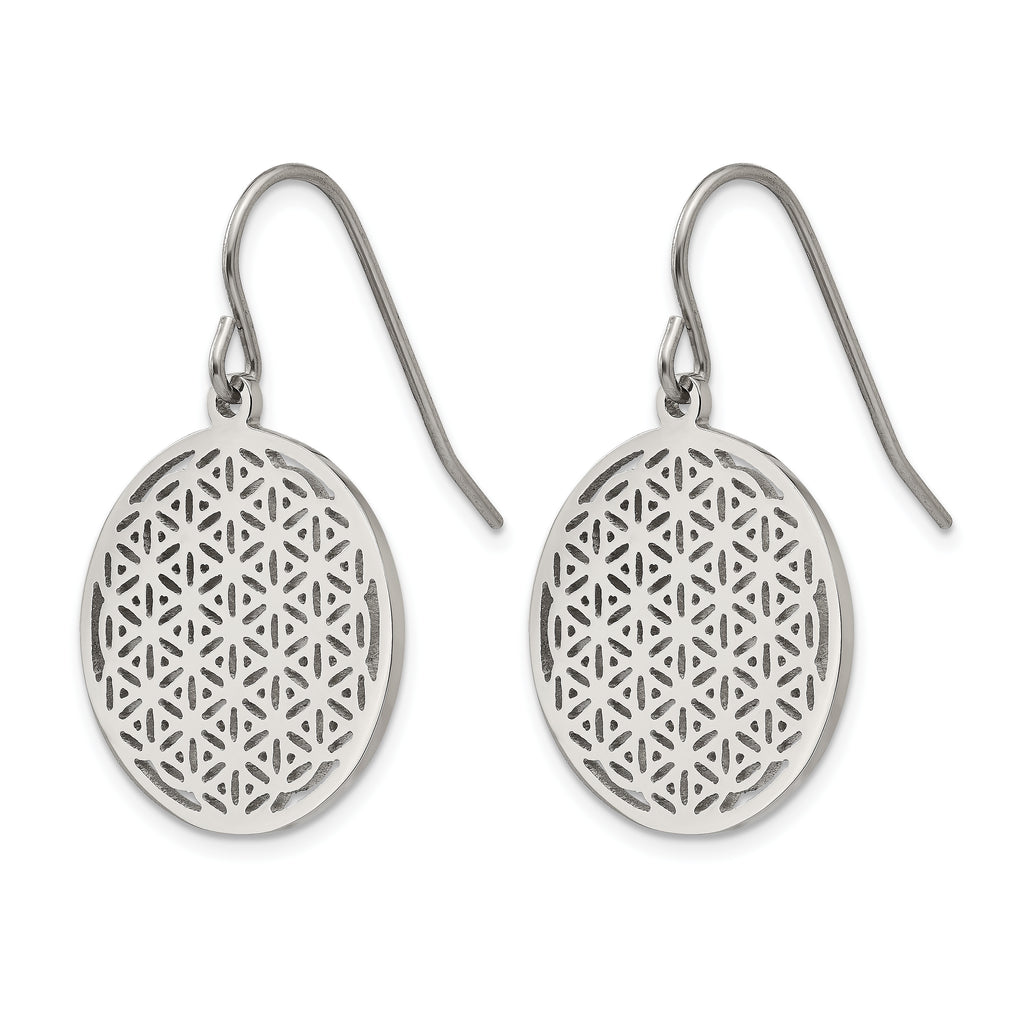 Stainless Steel Polished Flower Drop Dangle Earrings for Women