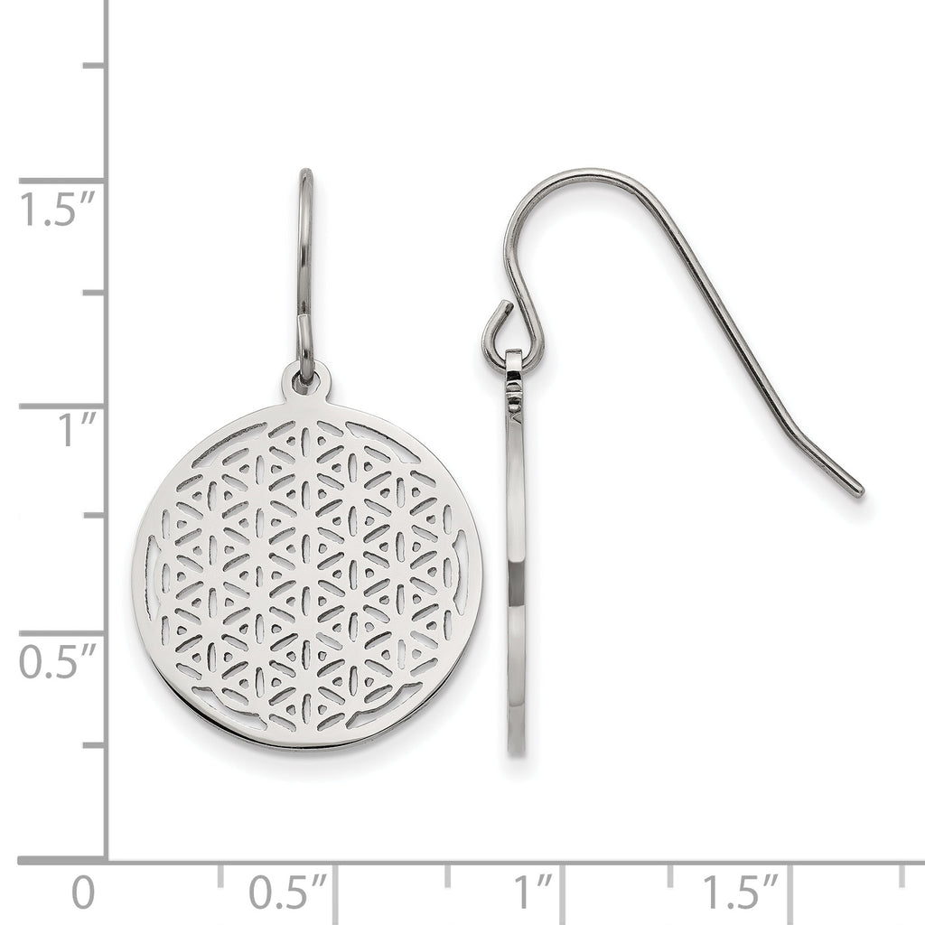 Stainless Steel Polished Flower Drop Dangle Earrings for Women