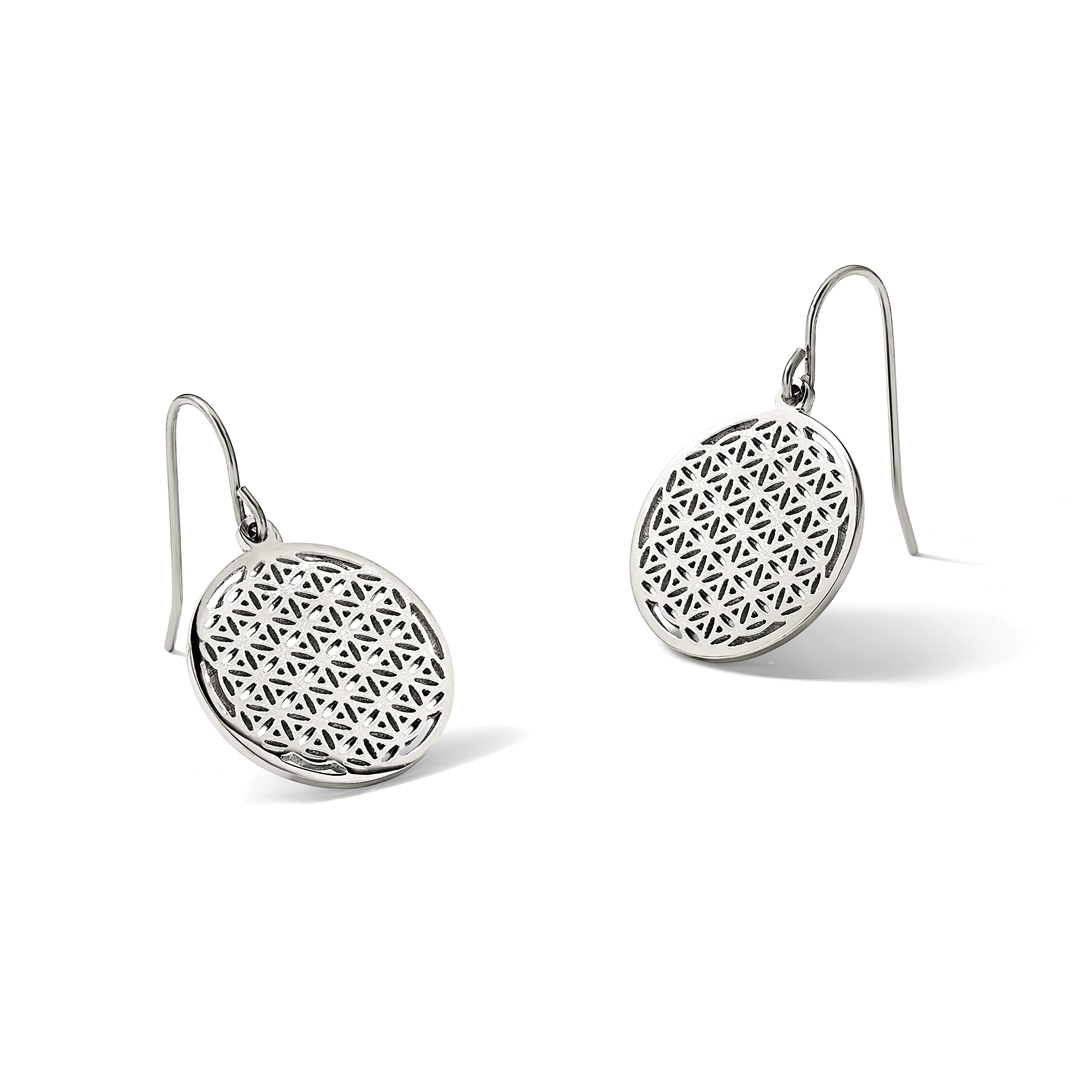 Stainless Steel Polished Flower Drop Dangle Earrings for Women
