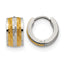 Stainless Steel Gold-Tone Polished Textured Hinged Huggie Hoop Earrings