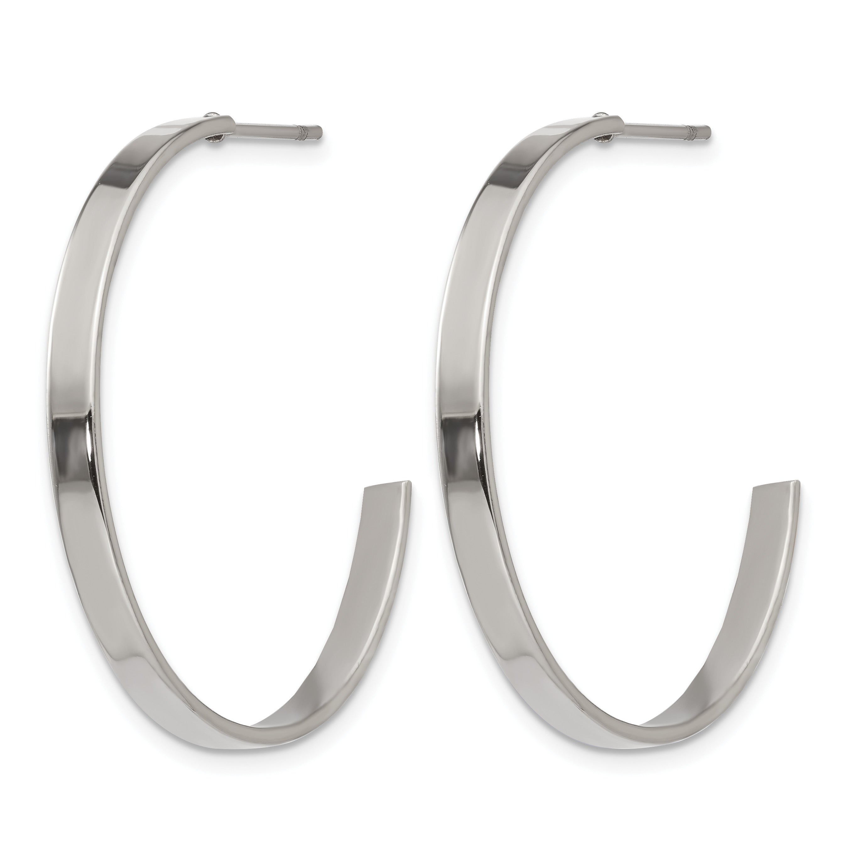 Stainless Steel Polished C-Hoop Earrings for Women