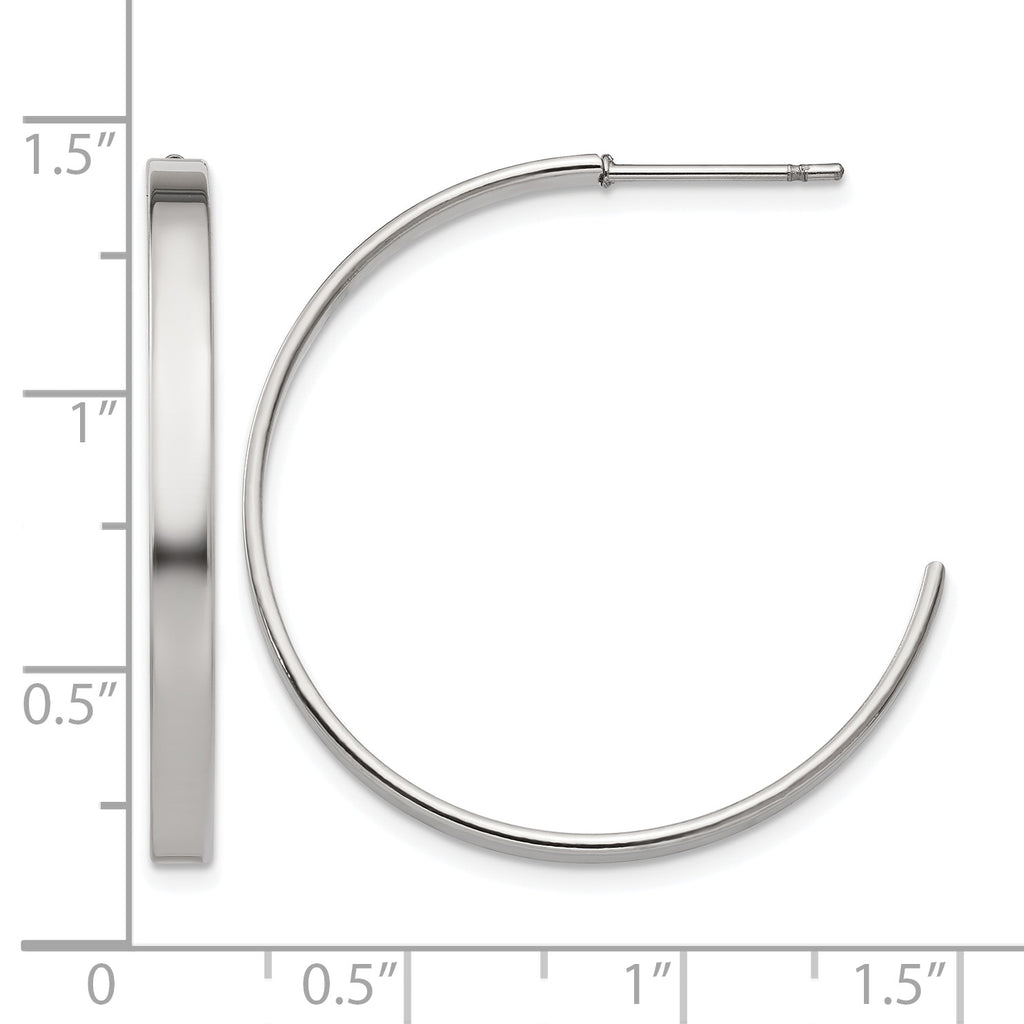 Stainless Steel Polished C-Hoop Earrings for Women