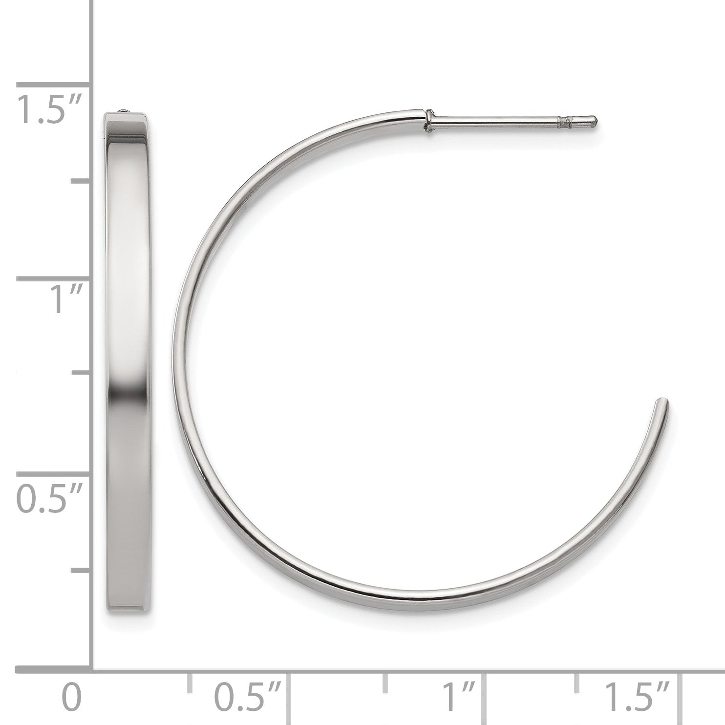 Stainless Steel Polished C-Hoop Earrings for Women