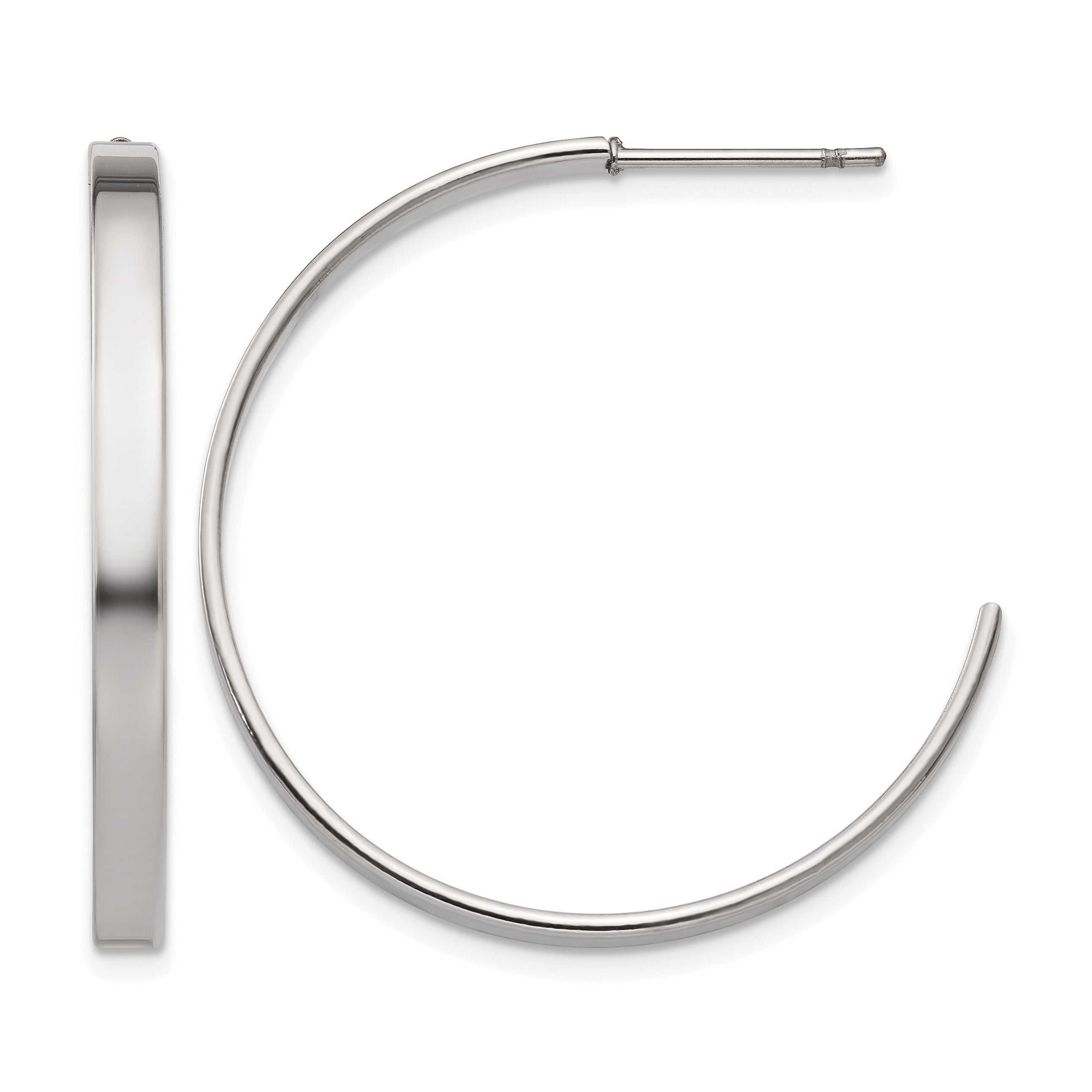 Stainless Steel Polished C-Hoop Earrings for Women Main image