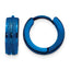 Stainless Steel Blue Polished & Laser Design Hinged Huggie Hoop Earrings