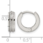 Stainless Steel Polished & Laser Design Hinged Huggie Hoop Earrings