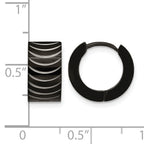 Stainless Steel Black Polished Hinged Huggie Hoop Earrings