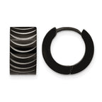 Stainless Steel Black Polished Hinged Huggie Hoop Earrings