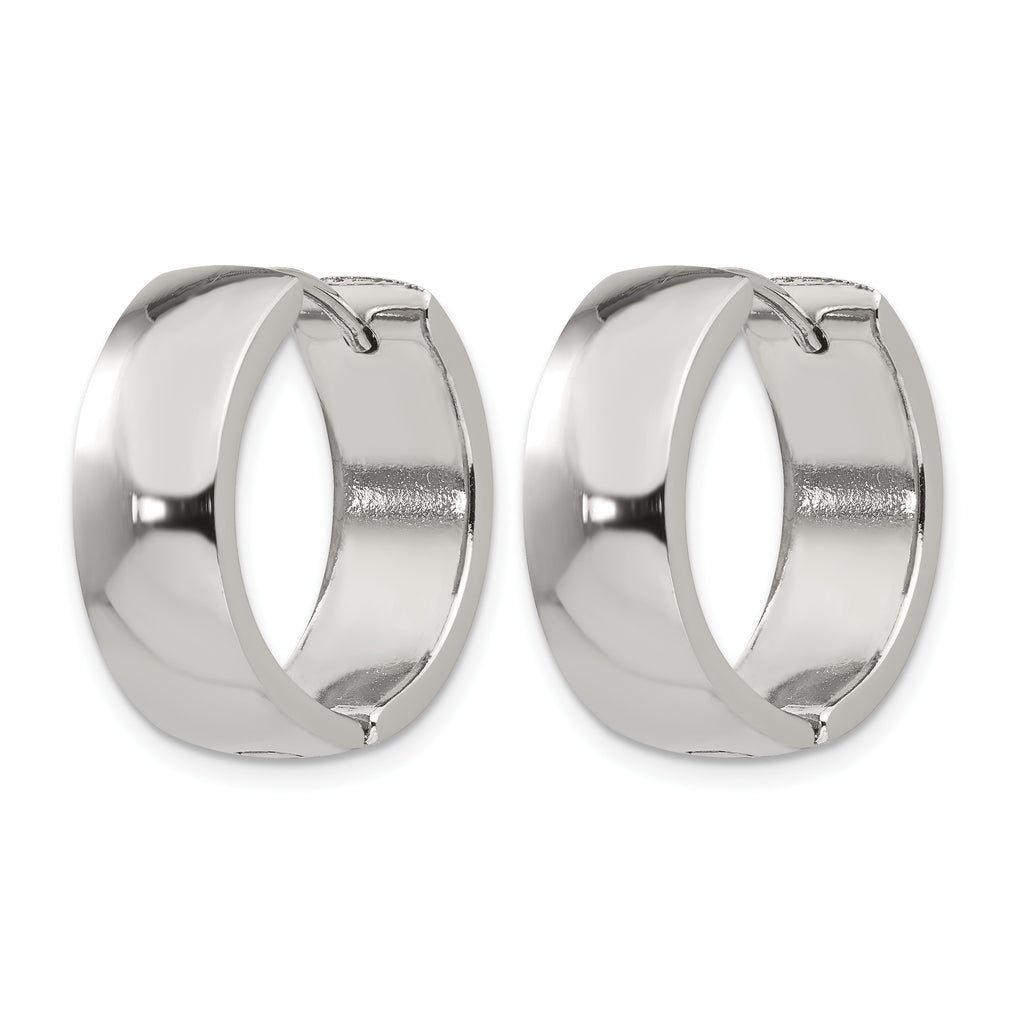 Stainless Steel Polished Hinged Huggie Hoop Earrings
